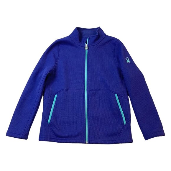 Spyder Waffle Knit Mock Neck Full Zip Jacket Purple Size XL 18 Youth - Picture 1 of 8